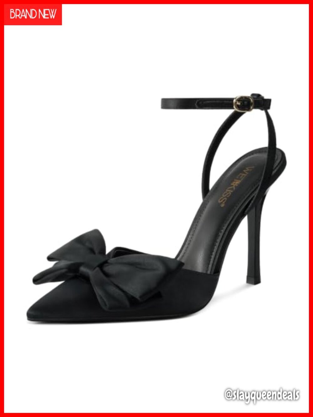 Satin Bow Pointed Toe Stiletto Heels Ankle Strap Pumps